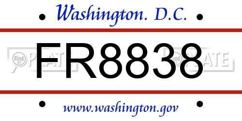 FR8838 District Of Columbia License Plate