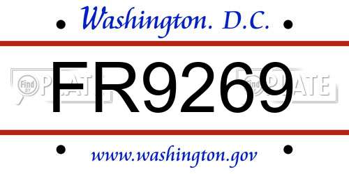 FR9269 District Of Columbia License Plate