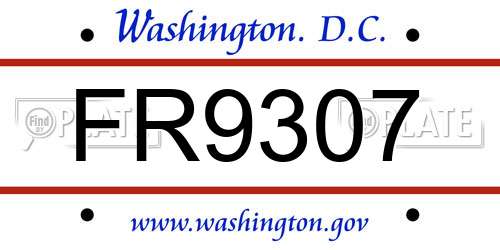 FR9307 District Of Columbia License Plate