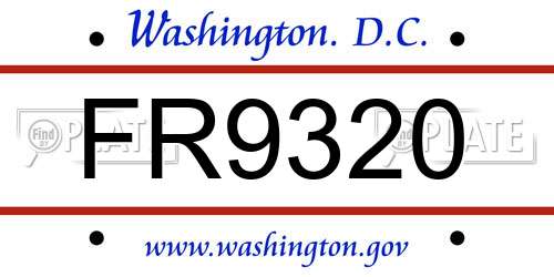 FR9320 District Of Columbia License Plate