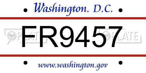 FR9457 District Of Columbia License Plate