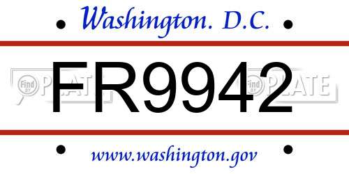 FR9942 District Of Columbia License Plate