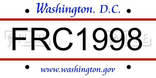 FRC1998 District Of Columbia License Plate