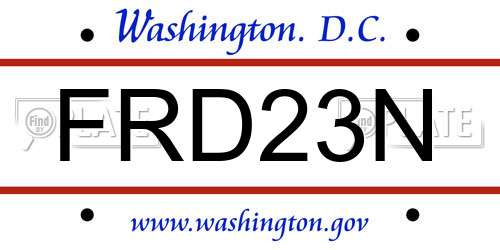 FRD23N District Of Columbia License Plate