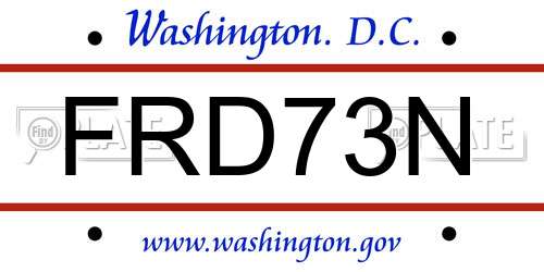 FRD73N District Of Columbia License Plate