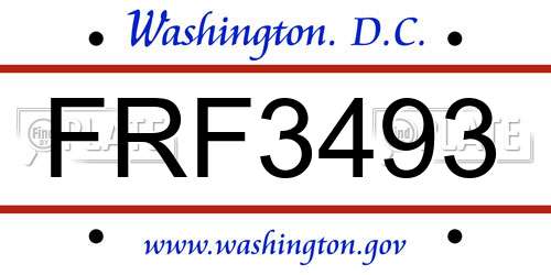 FRF3493 District Of Columbia License Plate