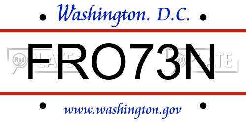 FRO73N District Of Columbia License Plate