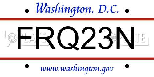 FRQ23N District Of Columbia License Plate