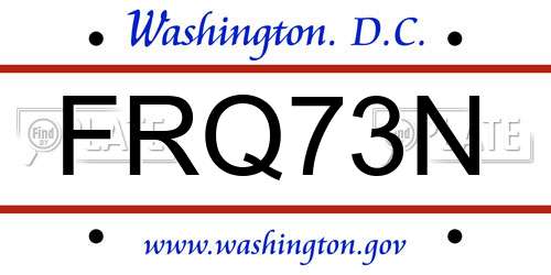 FRQ73N District Of Columbia License Plate