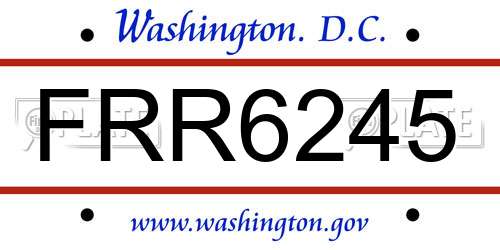 FRR6245 District Of Columbia License Plate