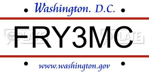 FRY3MC District Of Columbia License Plate