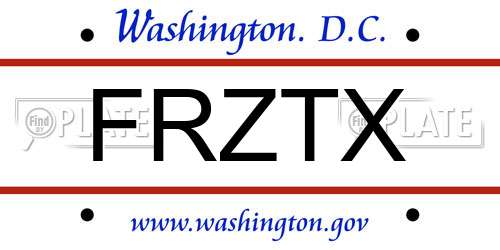 FRZTX District Of Columbia License Plate