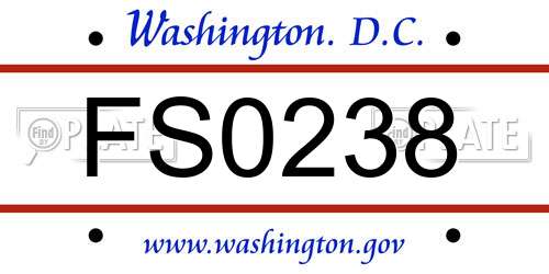 FS0238 District Of Columbia License Plate