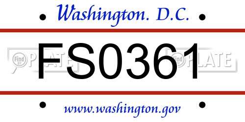 FS0361 District Of Columbia License Plate