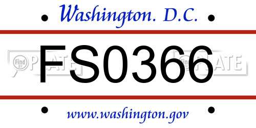 FS0366 District Of Columbia License Plate