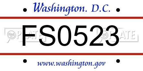 FS0523 District Of Columbia License Plate