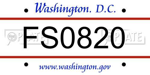 FS0820 District Of Columbia License Plate