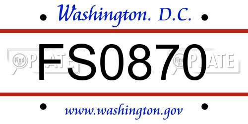 FS0870 District Of Columbia License Plate