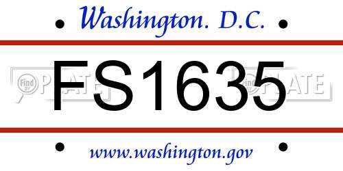 FS1635 District Of Columbia License Plate