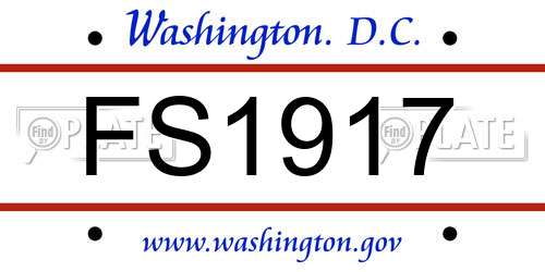 FS1917 District Of Columbia License Plate