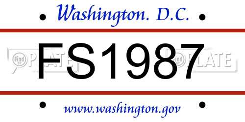 FS1987 District Of Columbia License Plate