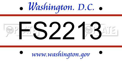 FS2213 District Of Columbia License Plate