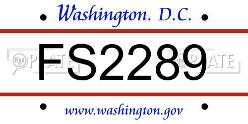 FS2289 District Of Columbia License Plate