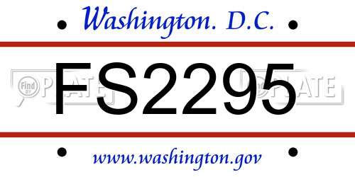 FS2295 District Of Columbia License Plate