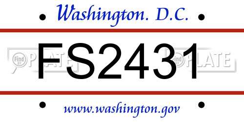 FS2431 District Of Columbia License Plate