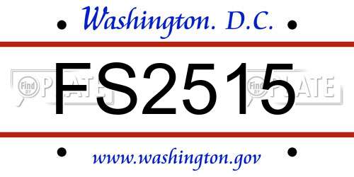 FS2515 District Of Columbia License Plate