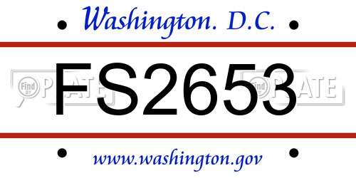 FS2653 District Of Columbia License Plate