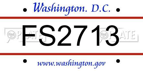 FS2713 District Of Columbia License Plate