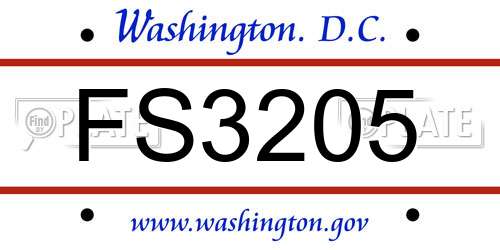 FS3205 District Of Columbia License Plate