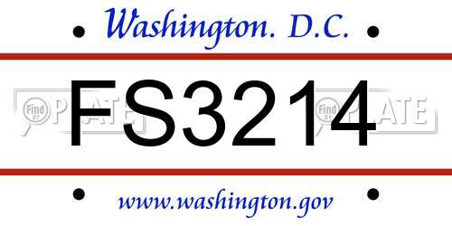 FS3214 District Of Columbia License Plate