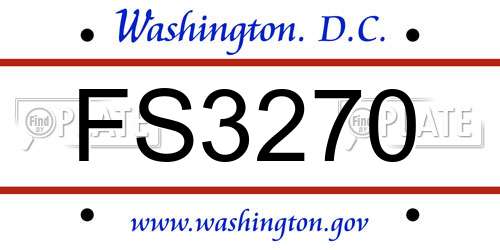 FS3270 District Of Columbia License Plate