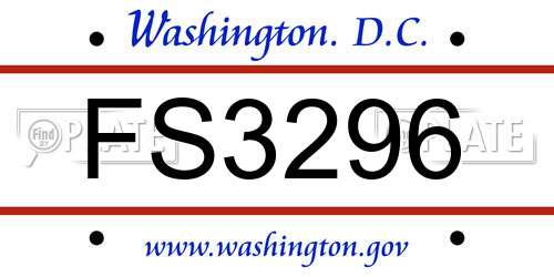 FS3296 District Of Columbia License Plate
