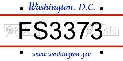 FS3373 District Of Columbia License Plate
