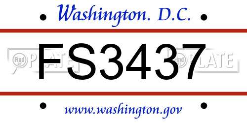 FS3437 District Of Columbia License Plate