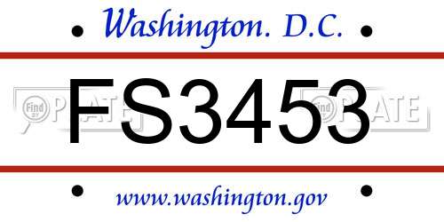 FS3453 District Of Columbia License Plate