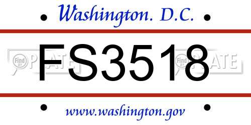 FS3518 District Of Columbia License Plate