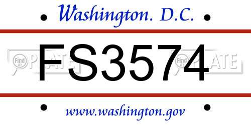 FS3574 District Of Columbia License Plate