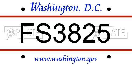 FS3825 District Of Columbia License Plate