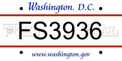 FS3936 District Of Columbia License Plate