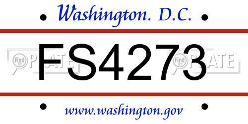 FS4273 District Of Columbia License Plate