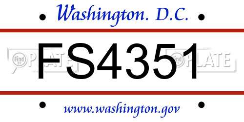 FS4351 District Of Columbia License Plate
