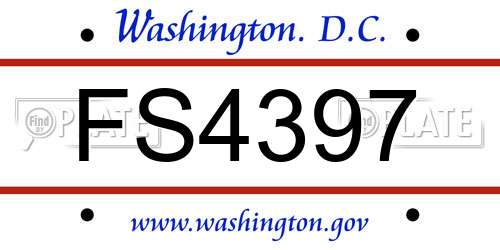 FS4397 District Of Columbia License Plate