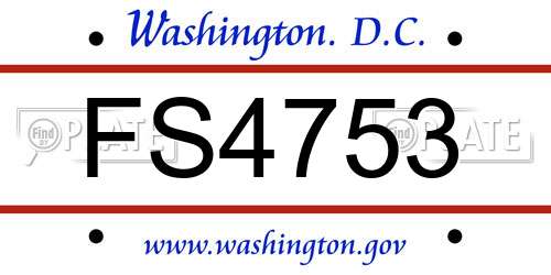 FS4753 District Of Columbia License Plate