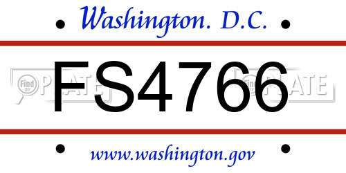 FS4766 District Of Columbia License Plate