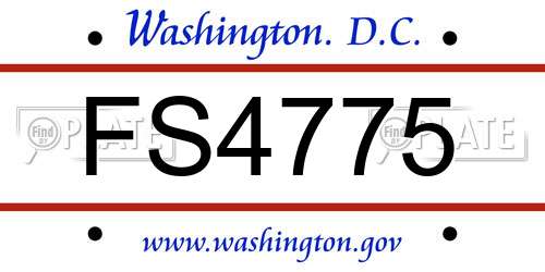 FS4775 District Of Columbia License Plate