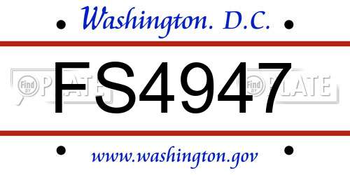 FS4947 District Of Columbia License Plate
